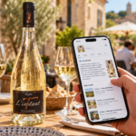 Un consommateur consulte sur son smartphone les résultats d'une recherche à partir de l'étiquette d'une bouteille de vin.